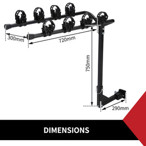 4 Bicycle Carrier Bike Car Rear Rack 2" TowBar Steel Hitch Mount Foldable - KRE Group