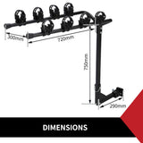 4 Bicycle Carrier Bike Car Rear Rack 2" TowBar Steel Hitch Mount Foldable - KRE Group