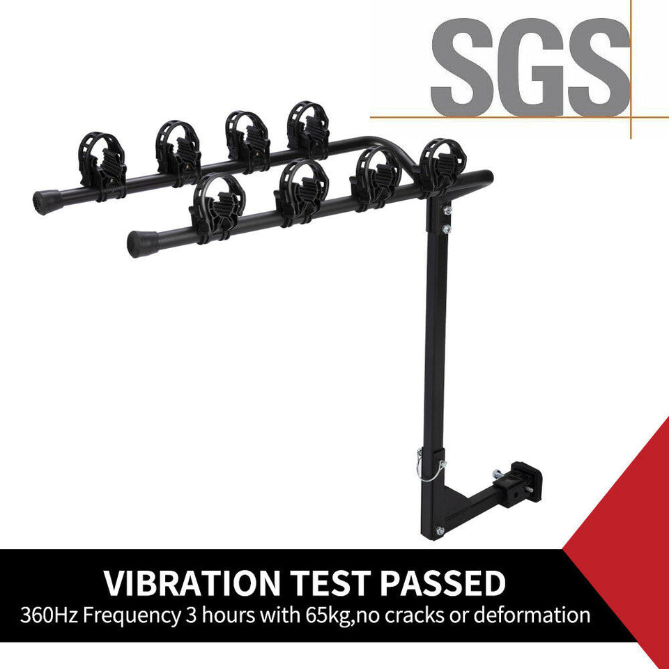 4 Bicycle Carrier Bike Car Rear Rack 2" TowBar Steel Hitch Mount Foldable - KRE Group