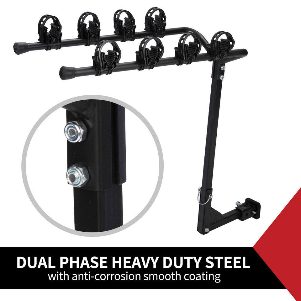 4 Bicycle Carrier Bike Car Rear Rack 2" TowBar Steel Hitch Mount Foldable - KRE Group
