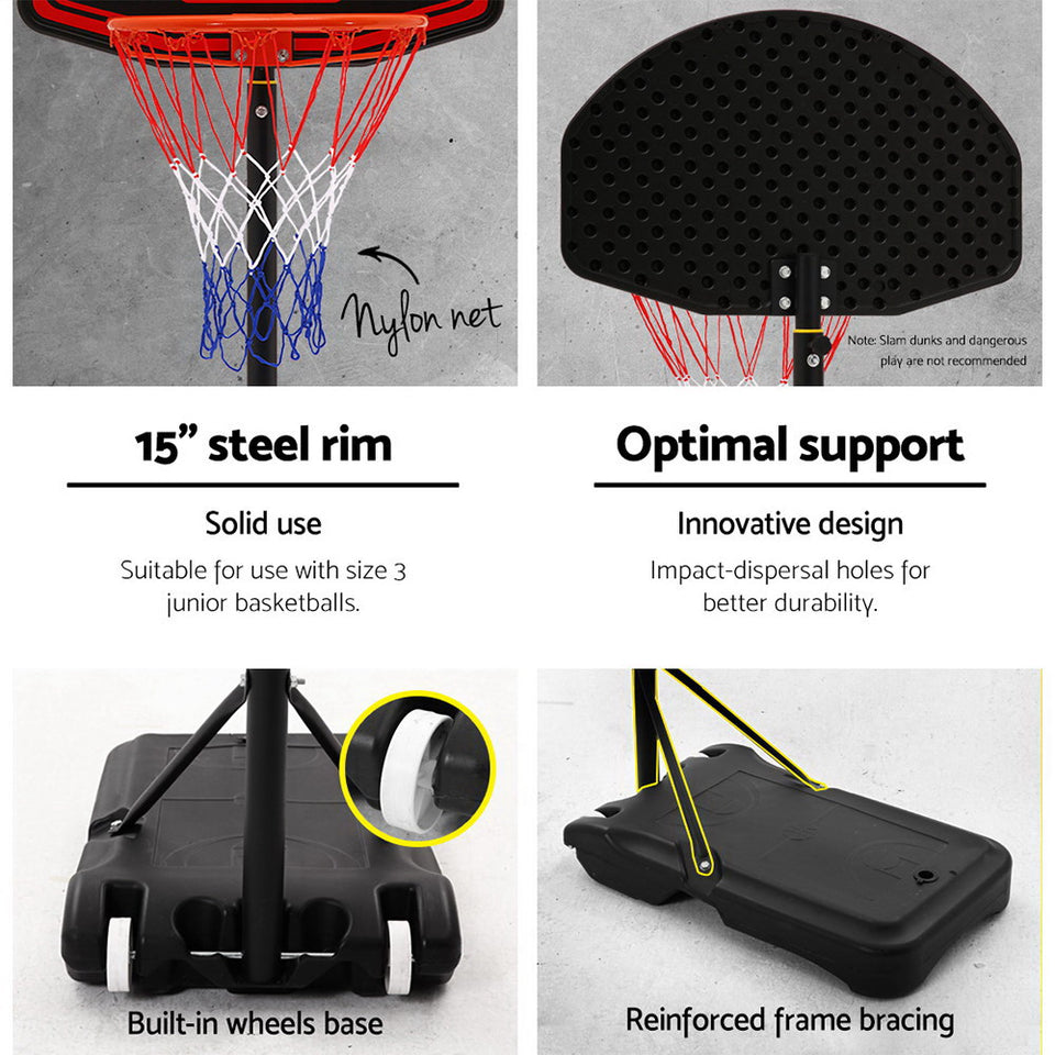 Everfit 2.1M Adjustable Portable Basketball Stand Hoop System Rim Black - KRE Group