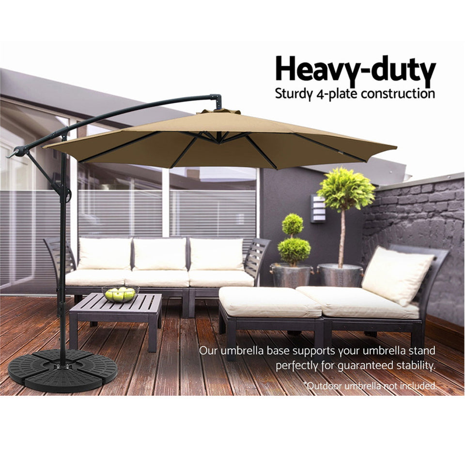 Instahut Outdoor Umbrella Stand 4 x Base Pod Plate Sand/Water Patio Cantilever Fanshaped - KRE Group