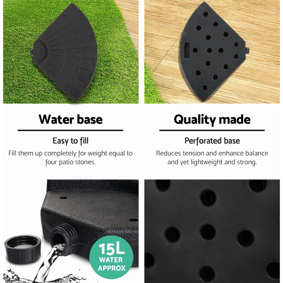 Instahut Outdoor Umbrella Stand 4 x Base Pod Plate Sand/Water Patio Cantilever Fanshaped - KRE Group