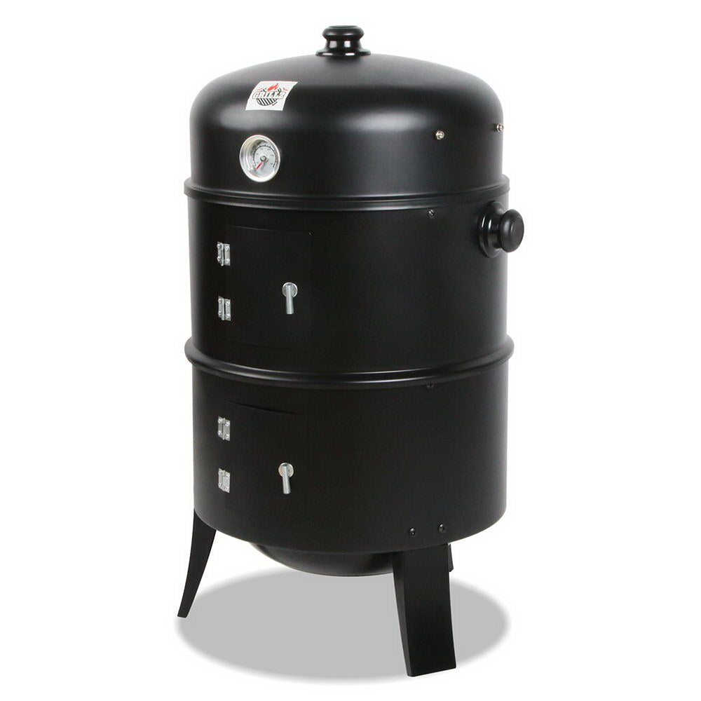 Grillz 3-in-1 Charcoal BBQ Smoker - Black - KRE Group