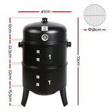 Grillz 3-in-1 Charcoal BBQ Smoker - Black - KRE Group