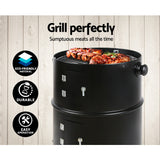 Grillz 3-in-1 Charcoal BBQ Smoker - Black - KRE Group