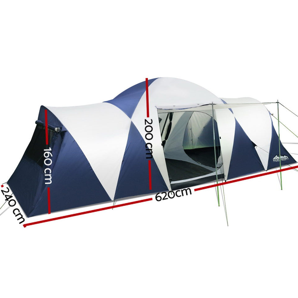 Weisshorn Family Camping Tent 12 Person Hiking Beach Tents Canvas (3 Rooms) - KRE Group