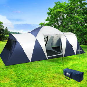 Weisshorn Family Camping Tent 12 Person Hiking Beach Tents Canvas (3 Rooms) - KRE Group