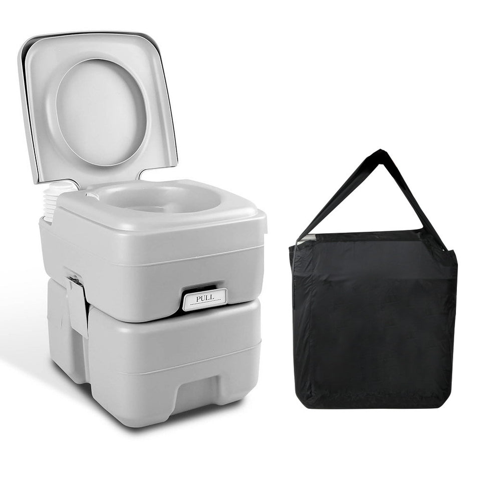 Weisshorn 20L Portable Outdoor Camping Toilet with Carry Bag- Grey - KRE Group