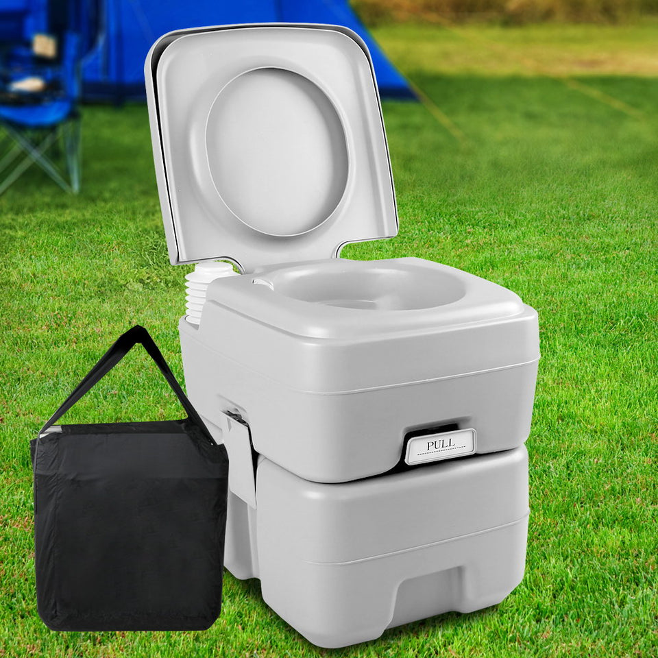 Weisshorn 20L Portable Outdoor Camping Toilet with Carry Bag- Grey - KRE Group