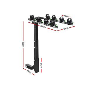 Giantz Bike Carrier 4 Bicycle Car Rear Rack Hitch Mount 2" Towbar Foldable Steel - KRE Group