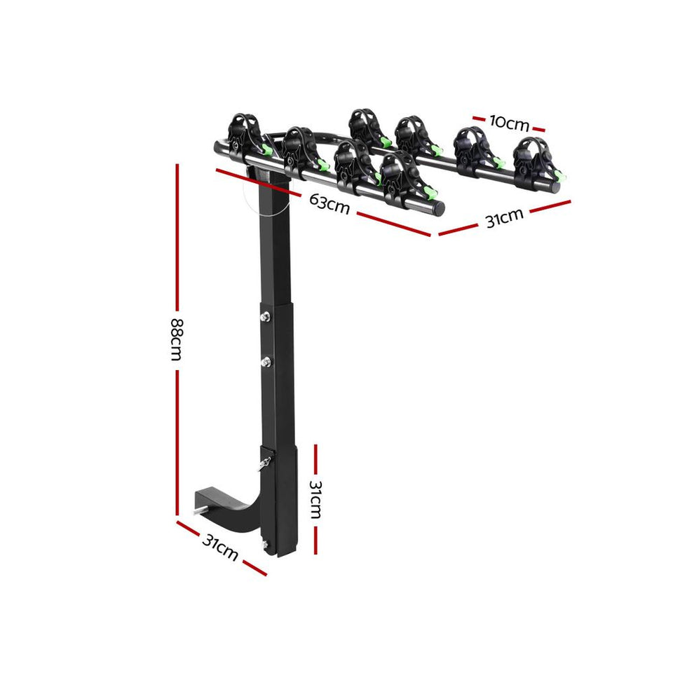 Giantz Bike Carrier 4 Bicycle Car Rear Rack Hitch Mount 2" Towbar Foldable Steel - KRE Group