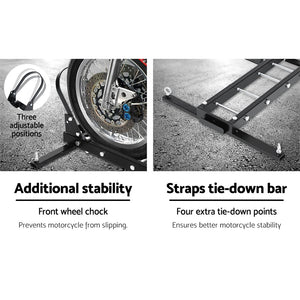 Giantz Motorcycle Carrier 2 Arms Rack Ramp Motorbike Dirt Bike 2"Hitch
