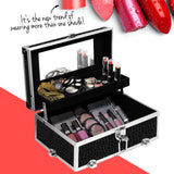 Embellir Portable Cosmetic Beauty Makeup Carry Case with Mirror - Crocodile Black - KRE Group