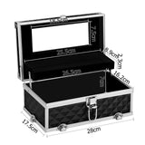 Embellir Portable Cosmetic Beauty Makeup Carry Case with Mirror - Diamond Black - KRE Group