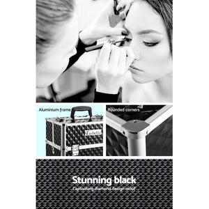 Embellir Portable Cosmetic Beauty Makeup Case - Diamond Black - KRE Group