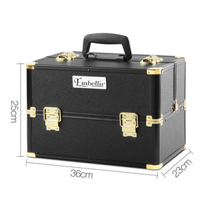 Embellir Portable Cosmetic Beauty Makeup Case - Black & Gold - KRE Group