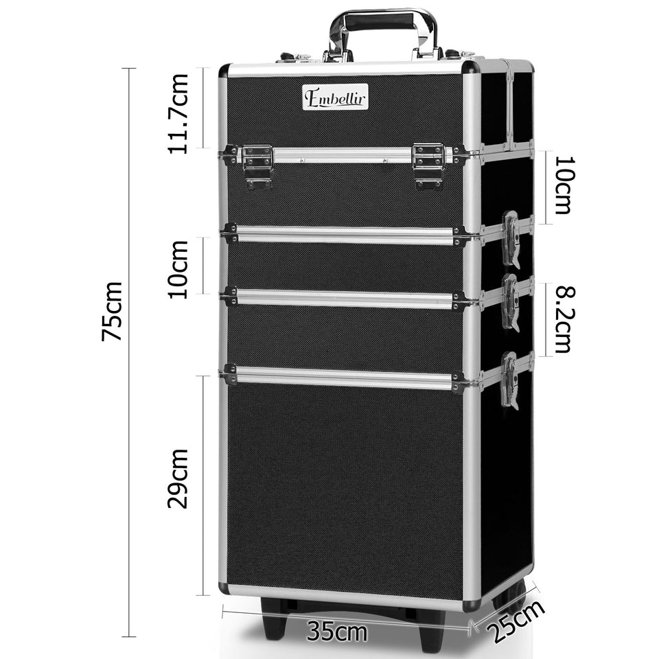 Embellir 7 in 1 Portable Cosmetic Beauty Makeup Trolley - Black - KRE Group