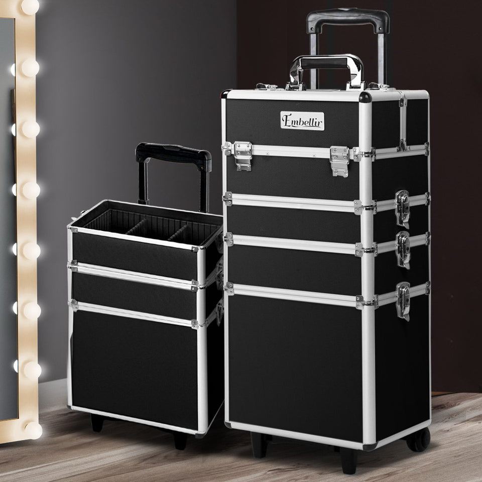 Embellir 7 in 1 Portable Cosmetic Beauty Makeup Trolley - Black - KRE Group