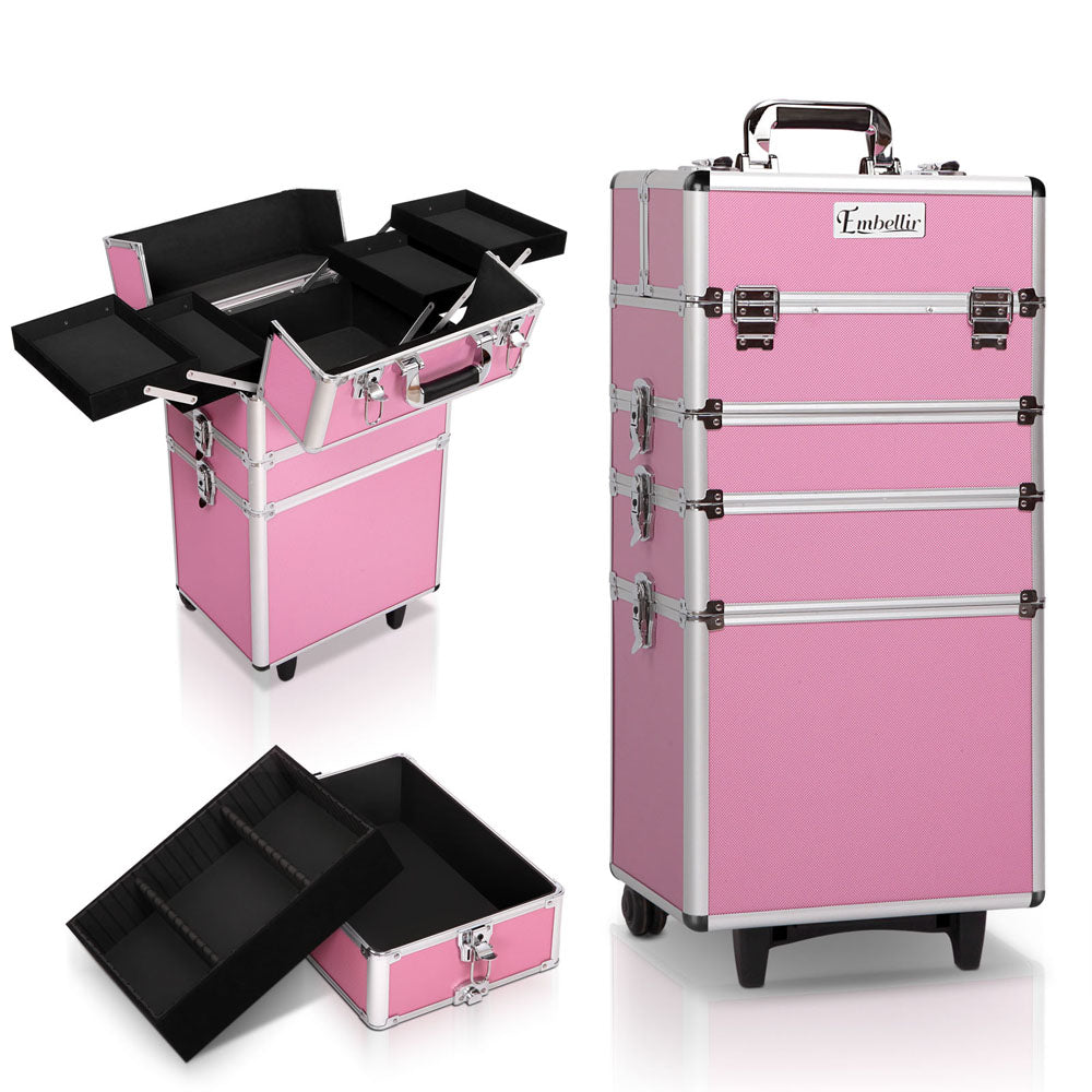 Embellir 7 in 1 Portable Cosmetic Beauty Makeup Trolley - Pink - KRE Group