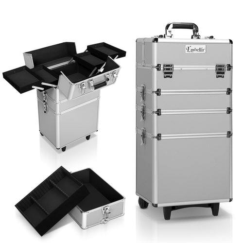 Embellir 7 in 1 Portable Cosmetic Beauty Makeup Trolley - Silver - KRE Group