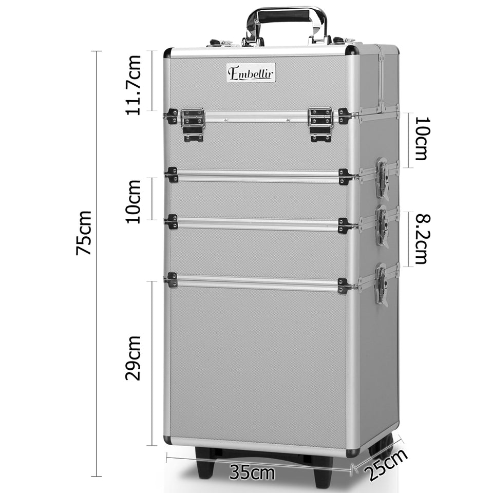 Embellir 7 in 1 Portable Cosmetic Beauty Makeup Trolley - Silver - KRE Group