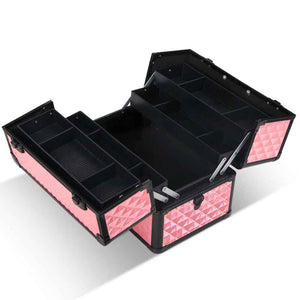 Embellir Portable Cosmetic Beauty Makeup Case with Mirror - Diamond Pink - KRE Group