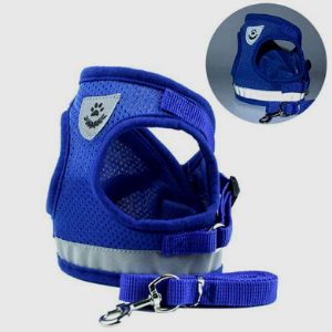 Dog Cat Harnesses Vest Reflective Safety and Leash Set XL Blue - KRE Group