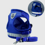 Dog Cat Harnesses Vest Reflective Safety and Leash Set XL Blue - KRE Group