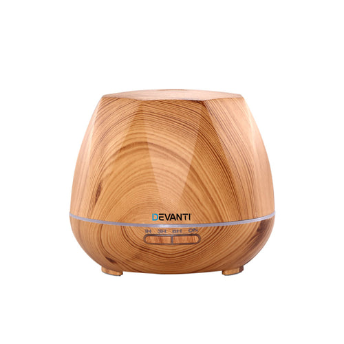 Devanti Ultrasonic Aroma Aromatherapy Diffuser Oil Electric LED Air Humidifier 400ml Light Wood - KRE Group