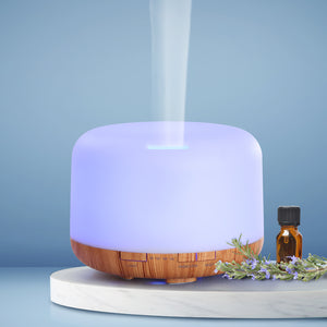 DEVANTI Aroma Diffuser Aromatherapy LED Night Light Air Humidifier Purifier Light Wood Grain 500ml - KRE Group