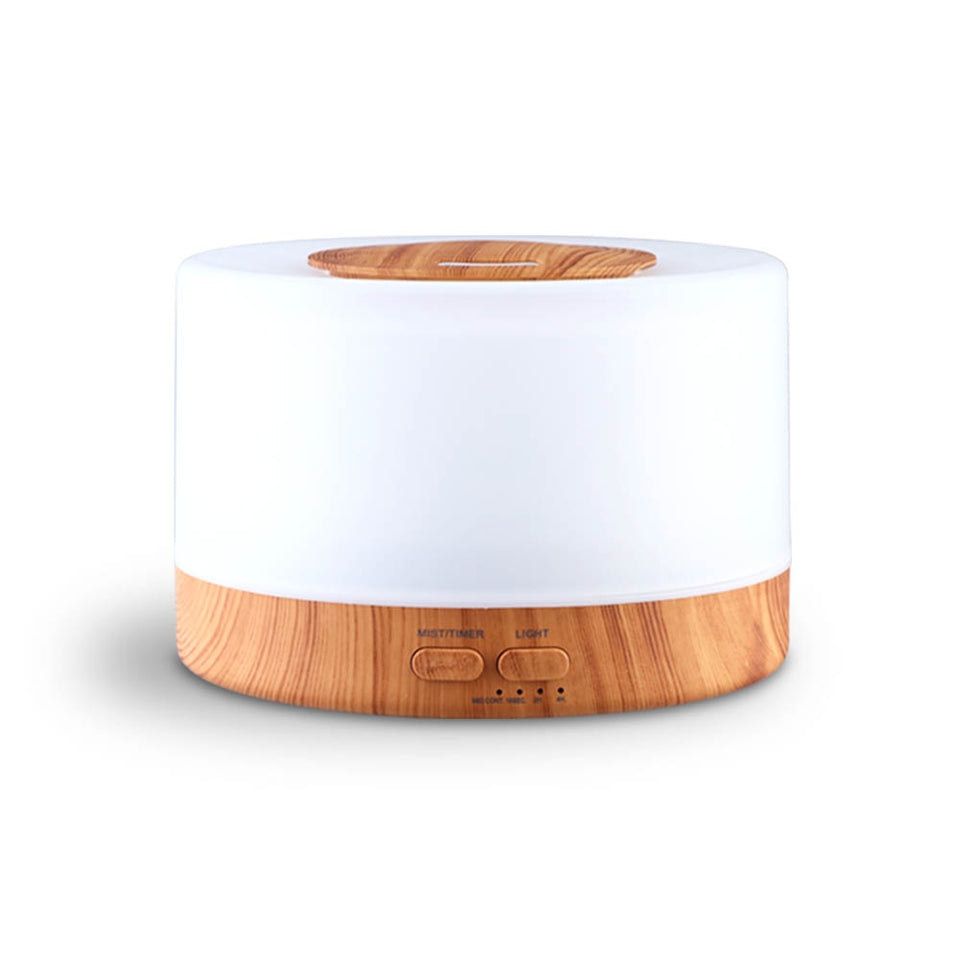 DEVANTI Aroma Diffuser Aromatherapy LED Night Light Air Humidifier Purifier Round Light Wood Grain 500ml Remote Control - KRE Group