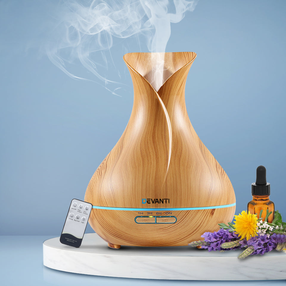 Devanti 400ml 4 in 1 Aroma Diffuser remote control - Light Wood - KRE Group