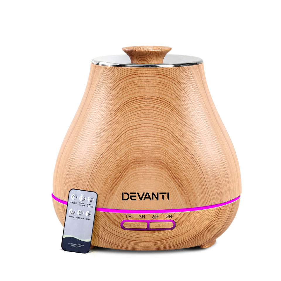 DEVANTi Aroma Diffuser Air Humidifier Light Wood Grain 400ml - KRE Group