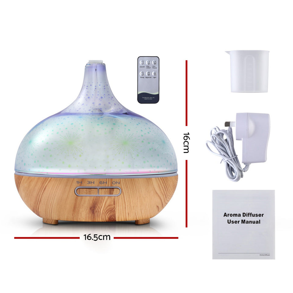 DEVANTI Aroma Aromatherapy Diffuser 3D LED Night Light Firework Air Humidifier Purifier 400ml Remote Control - KRE Group