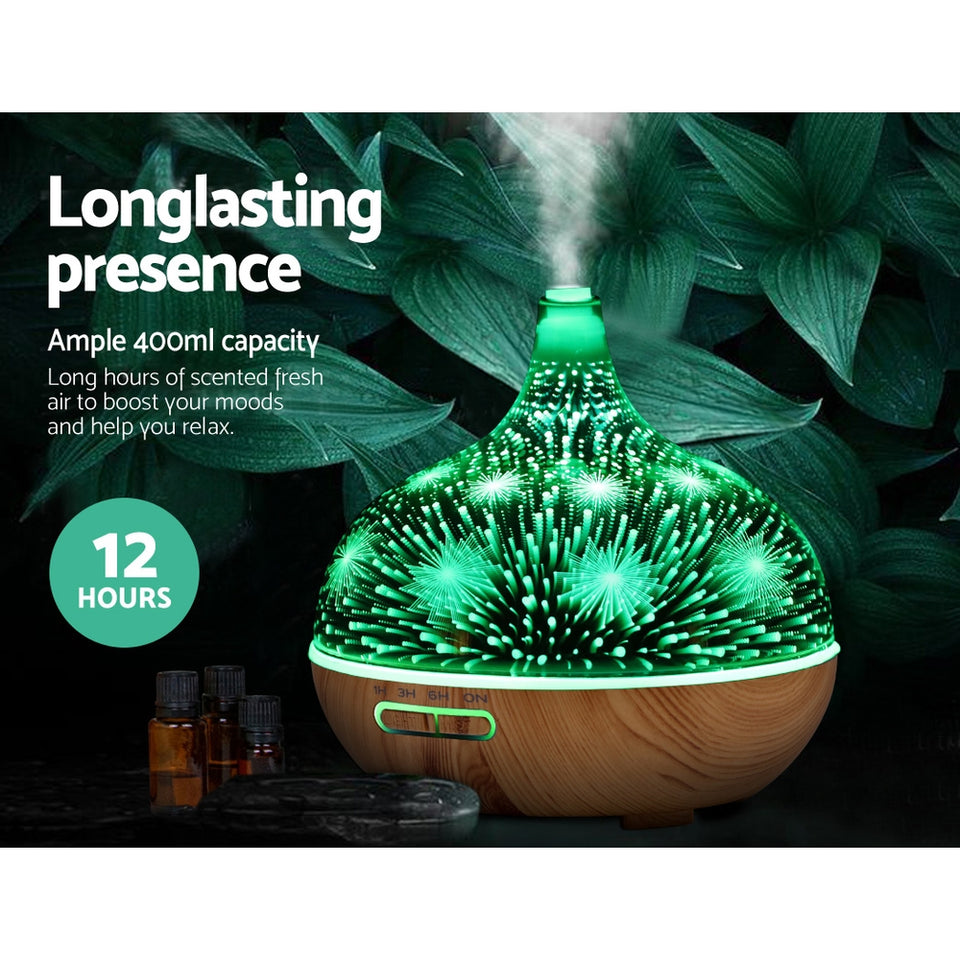 DEVANTI Aroma Aromatherapy Diffuser 3D LED Night Light Firework Air Humidifier Purifier 400ml Remote Control - KRE Group