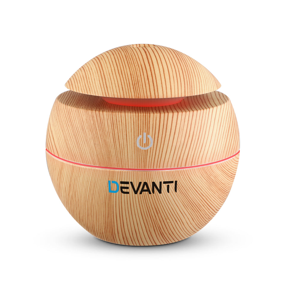 Devanti Aromatherapy Diffuser Aroma Essential Oils Air Humidifier LED Light 130ml - KRE Group