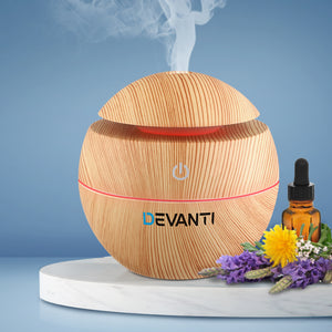 Devanti Aromatherapy Diffuser Aroma Essential Oils Air Humidifier LED Light 130ml - KRE Group