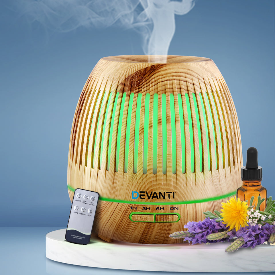 Devanti Aromatherapy Diffuser Aroma Essential Oils Air Humidifier LED Light 400ml - KRE Group