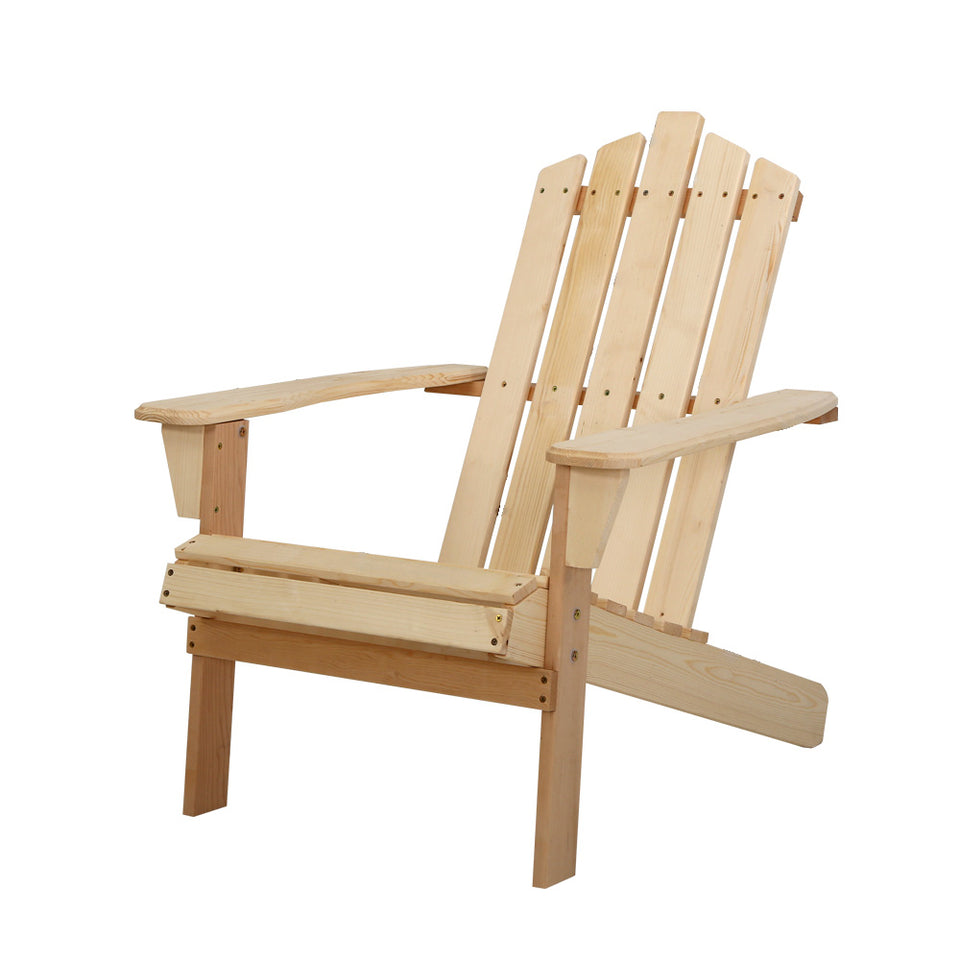 Gardeon Outdoor Sun Lounge Beach Chairs Table Setting Wooden Adirondack Patio Chair Light Wood Tone - KRE Group