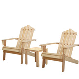 Gardeon Outdoor Sun Lounge Beach Chairs Table Setting Wooden Adirondack Patio Natural Wood Chair - KRE Group