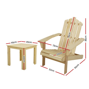 Gardeon Outdoor Sun Lounge Beach Chairs Table Setting Wooden Adirondack Patio Natural Wood Chair - KRE Group