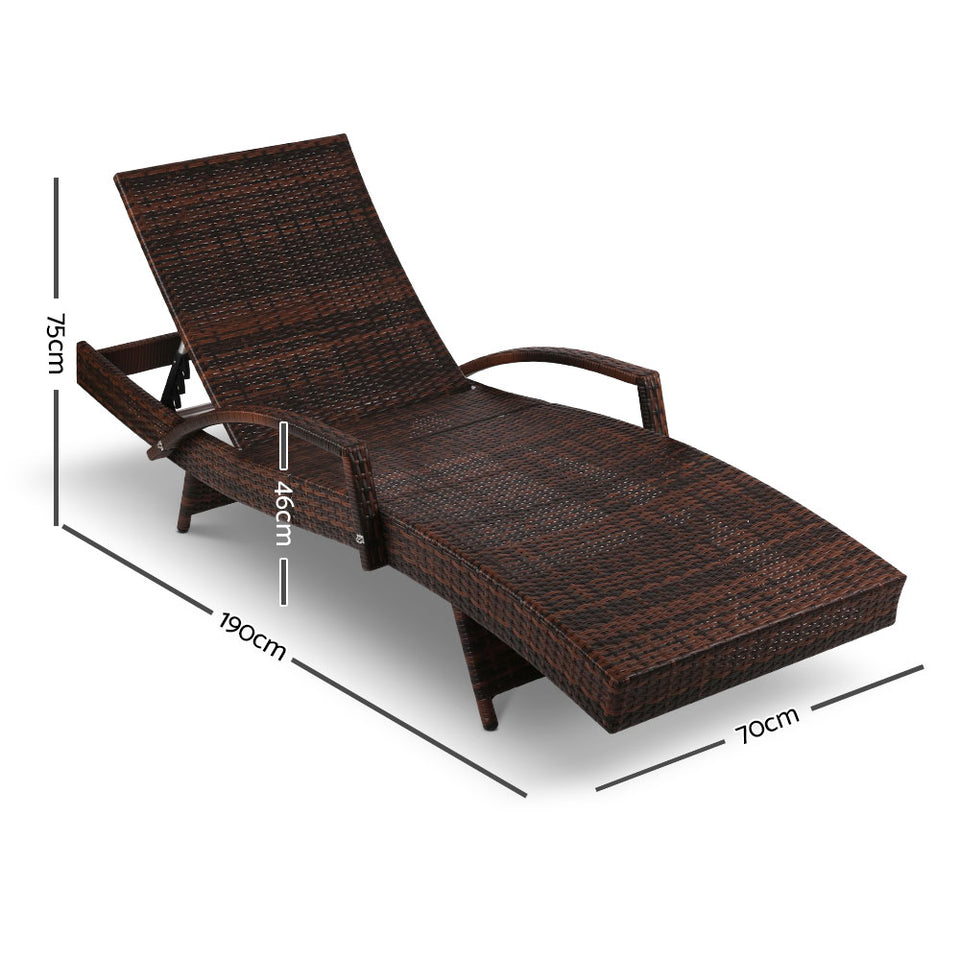 Gardeon Set of 2 Sun Lounge Outdoor Furniture Day Bed Rattan Wicker Lounger Patio - KRE Group