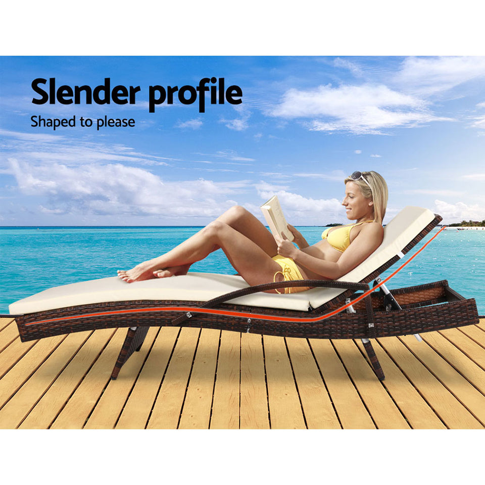 Gardeon Set of 2 Sun Lounge Outdoor Furniture Day Bed Rattan Wicker Lounger Patio - KRE Group