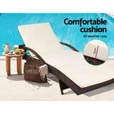 Gardeon Set of 2 Sun Lounge Outdoor Furniture Day Bed Rattan Wicker Lounger Patio - KRE Group