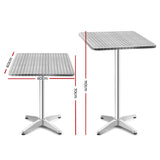 Bar Table Outdoor Furniture Adjustable Aluminium Pub Cafe Indoor Square Gardeon - KRE Group