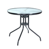 Gardeon Outdoor Dining Table Bar Setting Steel Glass 70CM - KRE Group