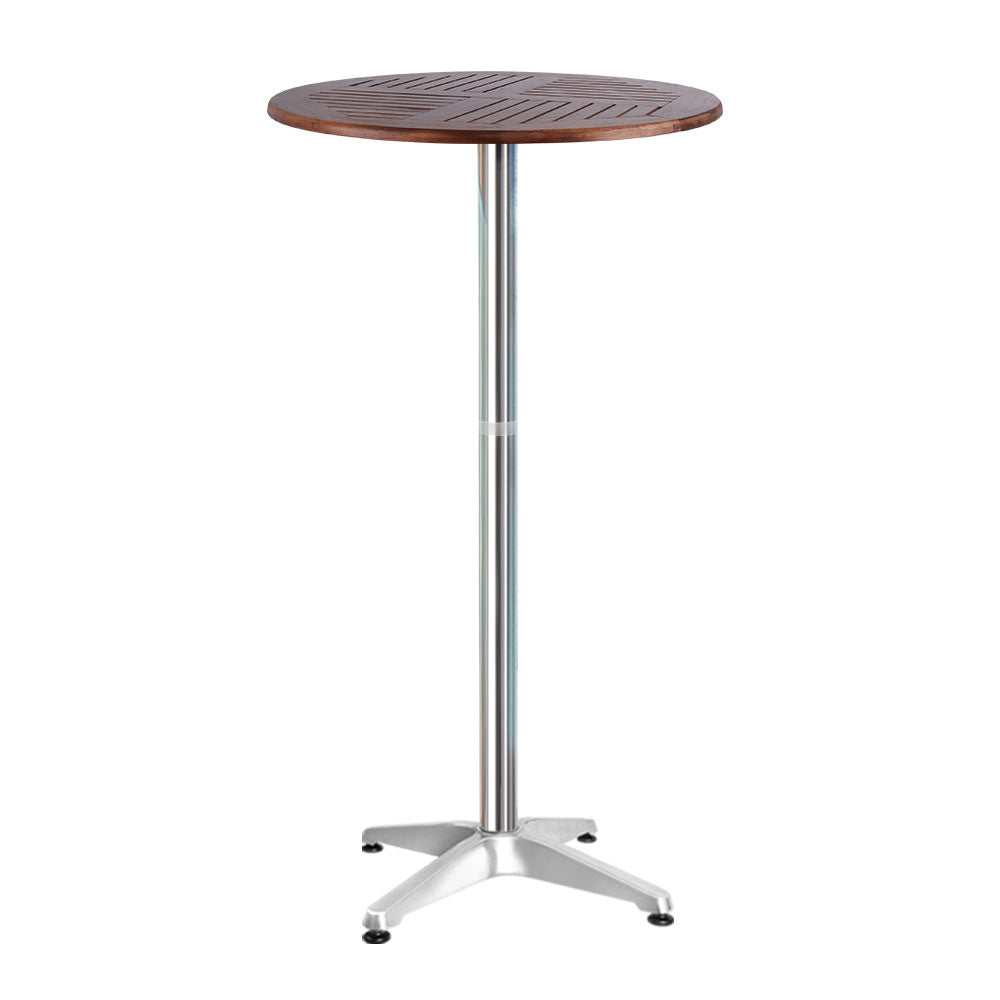 Outdoor Bar Table Furniture Wooden Cafe Table Aluminium Adjustable Round Gardeon - KRE Group