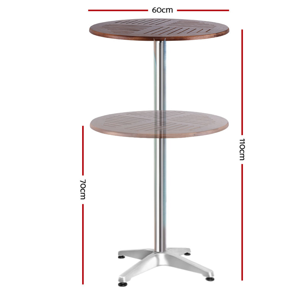 Outdoor Bar Table Furniture Wooden Cafe Table Aluminium Adjustable Round Gardeon - KRE Group