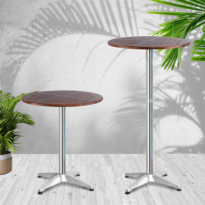 Outdoor Bar Table Furniture Wooden Cafe Table Aluminium Adjustable Round Gardeon - KRE Group